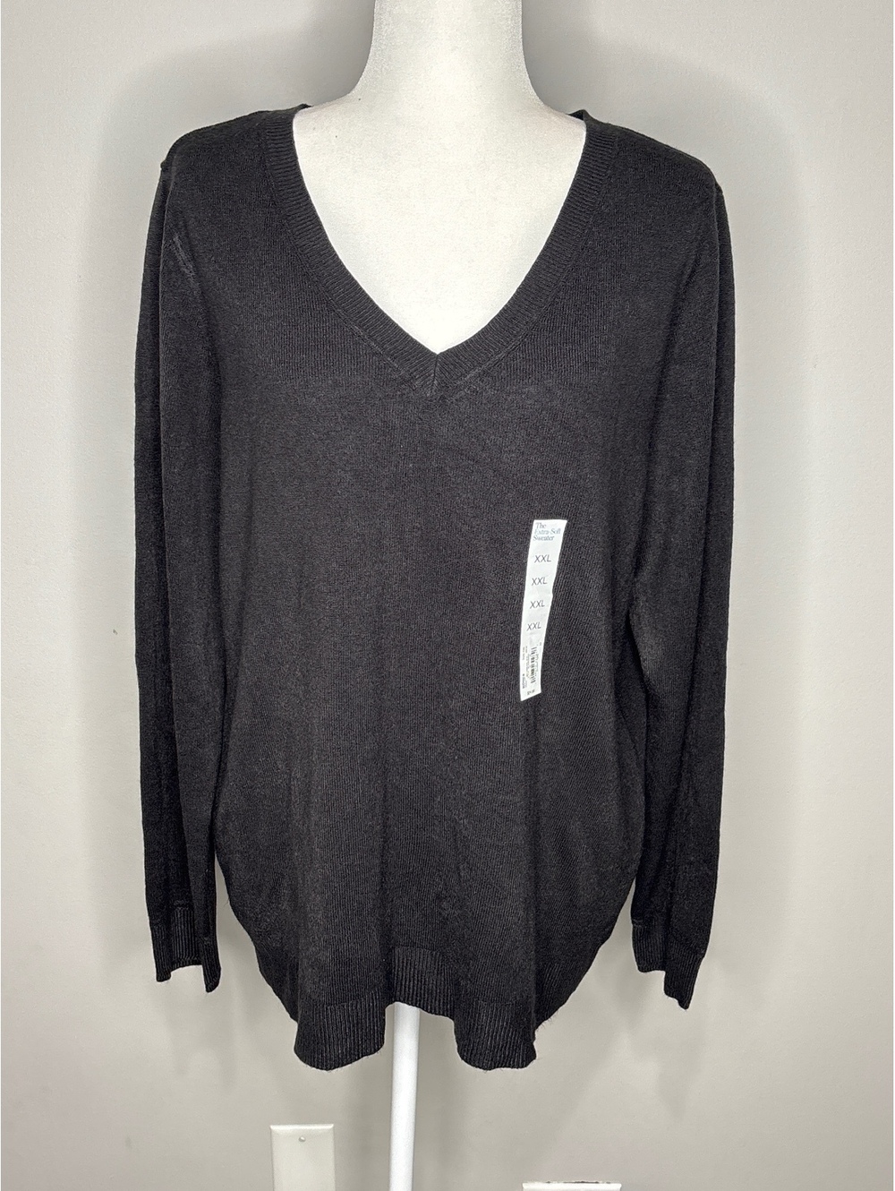 Croft & Borrow Women's Black V-Neck Pullover Sweater XXL